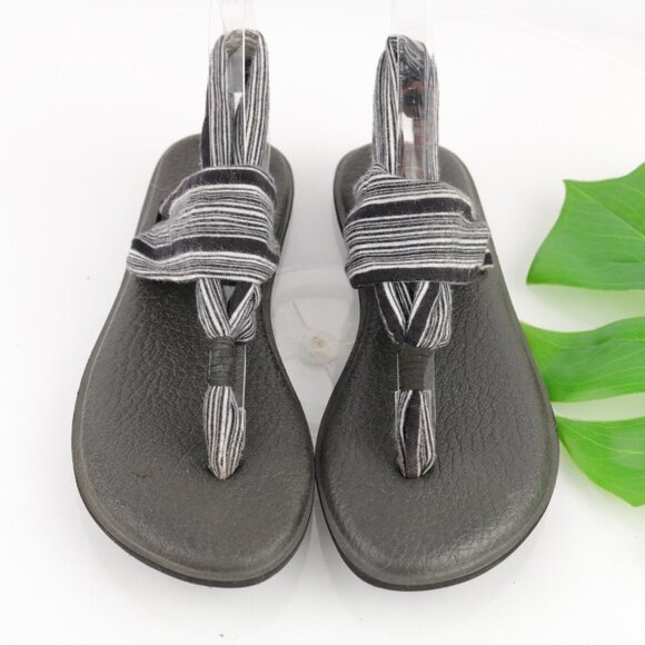 Sanuk Womens Yoga Sling II Sandal Size 10 Gray Black Slingback Stretch Comfy - Picture 1 of 12